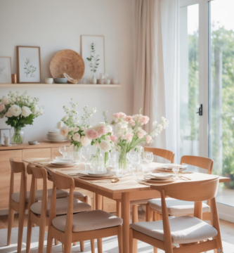 A Scandinavian style dining room.