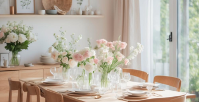 A Scandinavian style dining room.