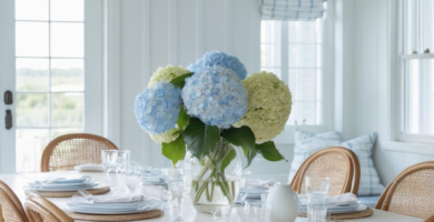 A Hamptons style dining room.