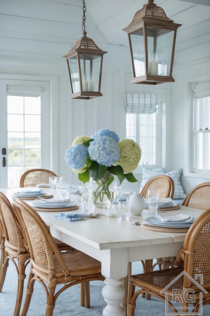 A Hamptons style dining room.