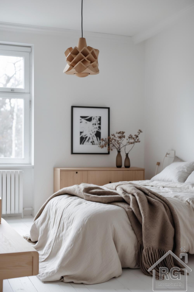 A Scandinavian style bedroom.