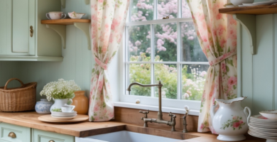 A cottage core kitchen.