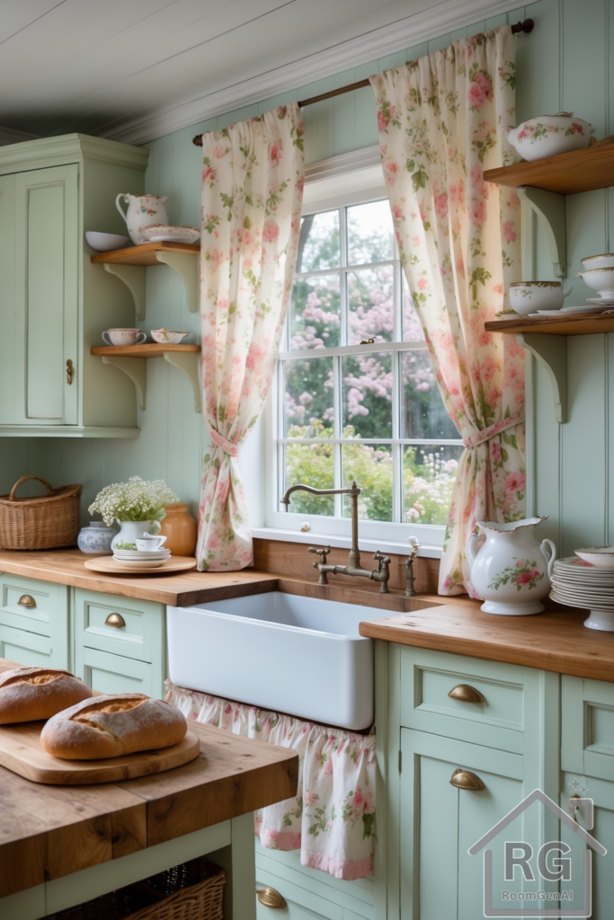 A cottage core kitchen.