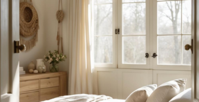 An organic chic guest bedroom.