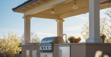 An outdoor kitchen.