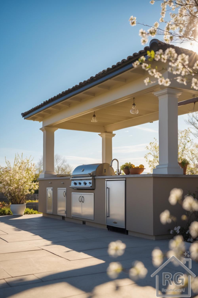 An outdoor kitchen.