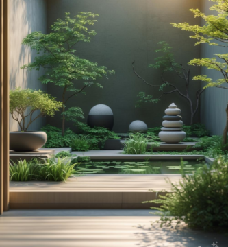 A contemporary Zen garden.