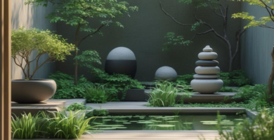 A contemporary Zen garden.