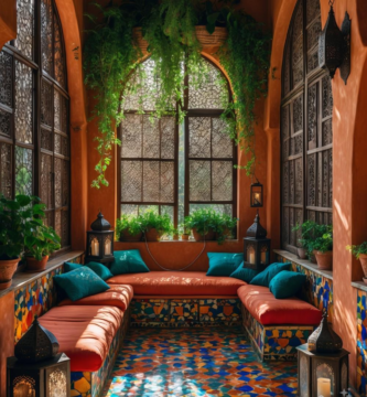 A Moroccan inspired sunroom.