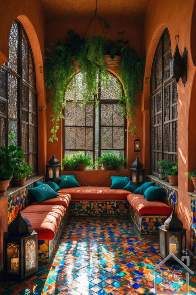 A Moroccan inspired sunroom.