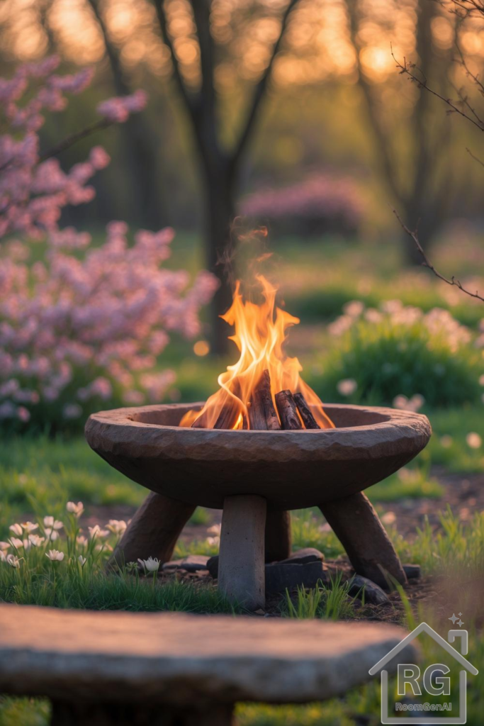 A rustic outdoor firepit.