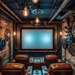 A steampunk home theater room.