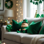 A living room decorated for St. Patrick's Day.