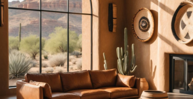 A Southwestern style living room.