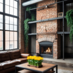 An industrial loft living room.