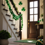 A home entryway decorated for St. Patrick's Day.