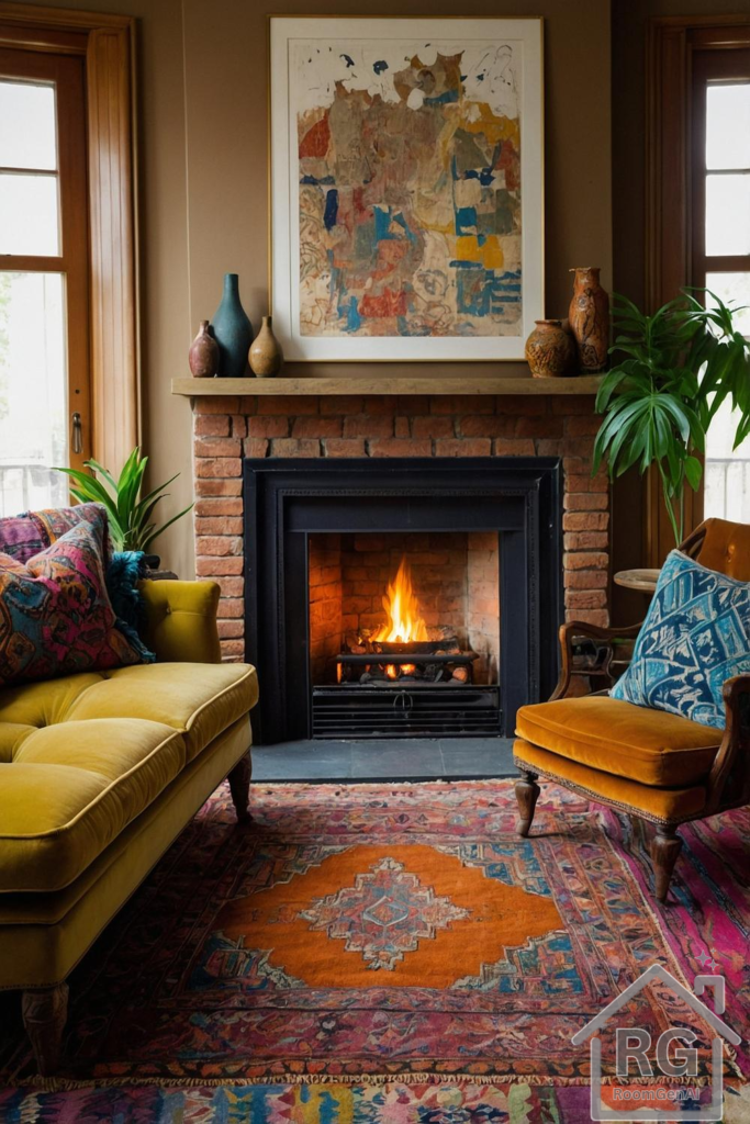 A bohemian style living room.